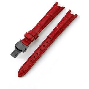 Jeniko Compatibel Met Tissot 1853 Lederen Koeienhuid Waterdichte Horlogebanden Dames T094 Flamenco T094210 Concave Interface-accessoires 12 Mm (Color : Red(ZJ)-Black, Size : 12mm)