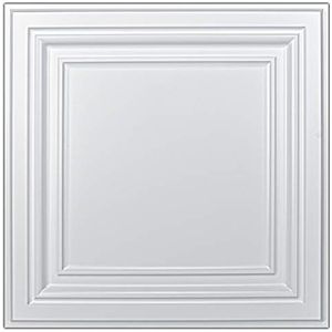 Art3d 12 stuks, 4.5㎡, Decoratieve Drop Plafondtegel, PVC plafondtegels, 61x61cm kunststof plaat in wit