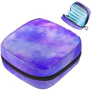 MUOOUM Opbergtas voor maandverband, paars melkwegstelsel menstruatiecup zakje, draagbaar maandverband opbergzakken vrouwelijke menstruatie eerste menstruatie tas voor tienermeisjes vrouwen dames