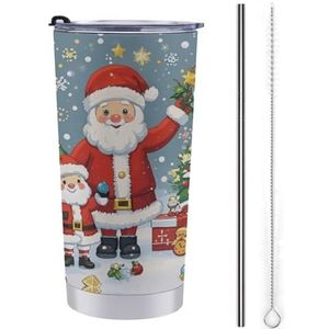 LHDGSJE Leuke kerstvakantie geïsoleerde beker herbruikbare roestvrijstalen mok reizen koffiemok lekvrij grote capaciteit auto beker geïsoleerde waterfles past in auto bekerhouder