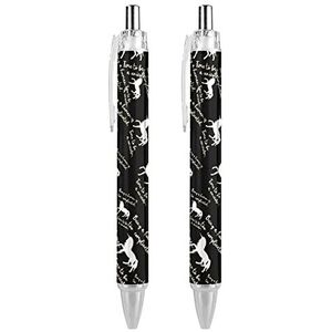 Time To Be Eenhoorn Custom Pennen Balpen Intrekbare 0.5mm Fijne Punt Zwarte Inkt Schrijven Pennen Voor Office Home 2 STKS