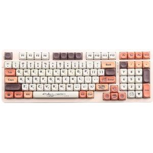 QPSJXN Gepersonaliseerde PBT toetsen voor mechanische toetsenborden met MX COFET Cat Design 5-zijdige keycaps (MOA-KFM KR Bags)