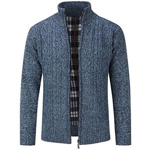 Sliktaa Vest voor heren, slim fit, casual, grof gebreid, rechte kraag, 5 kleuren, effen, comfortabel, Blauw, XL