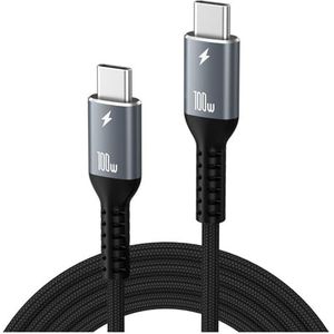 VEKPTHTBH Snellaadkabel TYPE-C100W oplaadkabel voor laptop tablet mobiele telefoon USB-C datakabel met 480 Mbps overdracht (kleur: leigrijs, maat: 1,2 meter)