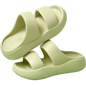 UBOHUZ Dikke Bodem Slippers Vrouwen Comfort Zachte Sandalen Vrouw Zomer Antislip Strand Slippers Voor Badkamer, Zwembad, Groen, 40-41