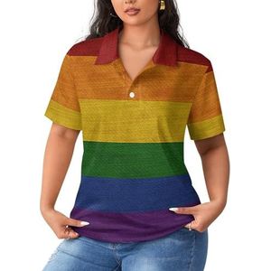Gay Pride Flag dames poloshirts met korte mouwen, casual T-shirts met kraag, golfshirts, sportblouses, tops, 5XL