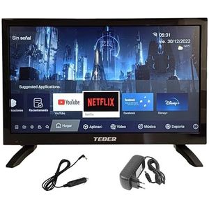 47 cm (19 inch) Smart TV, met 12 V en 230 V, Android, Full HD, DVB-S2/C/T2/T, voor camper, camper, boten (19 inch)
