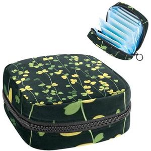 Clover Leaves Naadloze Patroon Maandverband Opbergtas, Grote Menstruatie Cup Pouch met Rits, Menstruatie Pads Bag Store Panty Liners Tampons voor Meisjes Vrouwen