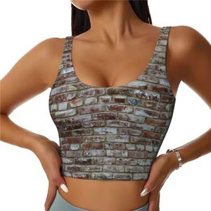 Baksteen Rode Steen Print Comfortabele Vrouwen Sport Vest Yoga Workout Vest Voor Vrouwen Lichtgewicht Zomer, Zwart, S