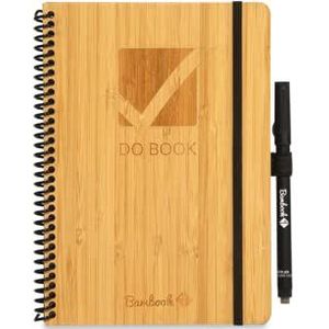 Bambook Do-Book - Luxe Bamboe Hardcover - A5 - Herbruikbaar Notitieboek, Uitwisbaar Notitieblok, Duurzaam Whiteboard Spiraalblok - Inclusief Gratis Pen & Bambook App