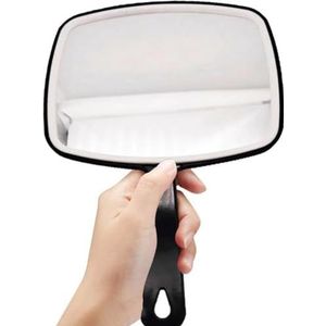 Handspiegel met Handvat - 15 x 12 cm spiegeloppervlak - Make Up Spiegel/Scheerspiegel/Kappersspiegel  - Zwart