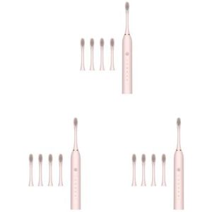 3 Set van Elektrische Tandenborstel 4 Tanden Hoofden IPX7 Waterdichte Automatische Tandenborstel Roze