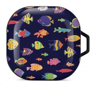 Set van tropische vissen oordopjes hoesje compatibel met Samsung hard shell beschermhoes zwart-stijl