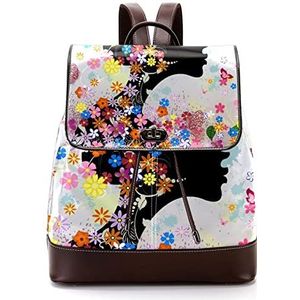 Mooie lente aquarel meisje met vlinder bloemen gepersonaliseerde schooltassen boekentassen voor tiener, Meerkleurig, 27x12.3x32cm, Rugzak Rugzakken