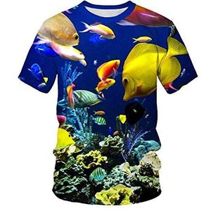 Unisex 3D Kleurrijke dier vis patroon Grappige Gedrukte T-Shirt Heren Zomer Grafische Korte Mouw T-shirts Tops-3XL