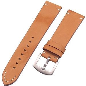 Italiaanse Lederen Horlogebanden Zwart Donkerbruin Mannen 18 20 22mm Zachte Vintage Horloge Band Riem Metalen Pin Gesp Accessoires (Color : Brown silver buckle, Size : 20mm)
