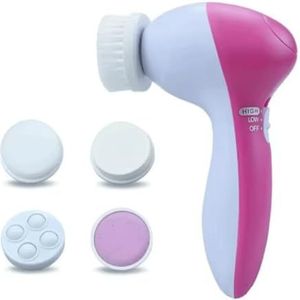 5-in-1 gezichtsreinigingsborstel, gezichtsscrub, draagbare gezichtsborstel voor mannen en vrouwen, exfoliërend, masseren en diepe reiniging (roze)