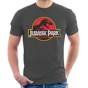 Jurassic Park klassiek logo T-shirt voor heren, houtskool, XXL