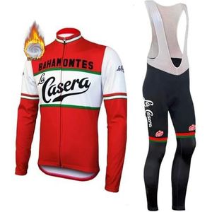 DEHIWI Fietstrui voor heren, winter, MTB-jerseyset, fietskleding + gelgevoerde koersbroek, fietspak, thermische fleece