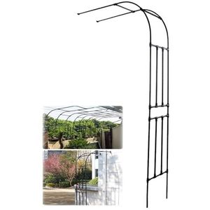 Outdoor Plant Trellis, metalen tuinboog, halve zijboog, voor rozenklimplant, pergola, wijnstok ondersteuningsframe (kleur: zwart, maat: groot)