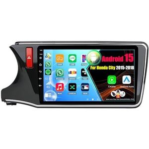 Android 15 Autoradio Voor Honda City 2015-2018 met Draadloze Carplay Android Auto, 9 Inch Autoscherm Soporta Bluetooth WIFI GPS FM/RDS(LHD,8Core(2+32GB))