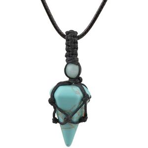 Crystal Pendulum Pendant Necklace for Women Fashion Gemstones Leather Necklace Crystals Jewelry Gifts (Color : Green Turquoise)