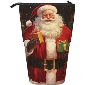 LHBWCVN Kerstman Cosmetica Tas Staande Potlood Case Telescopische Potlood Tas Draagbare Potlood Houder Leuke Stand Up Potlood Pouch voor Vrouwen Mannen Reizen Coin Pouch Purse