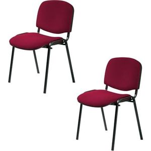Topsit Office & More ISO, 2-delige set bezoekersstoel, comfortabele conferentiestoel, stapelbaar, met gevoerde zitting en rugleuning, CLA000007 (bordeaux)