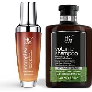 HC Care Shampoo en HC complex 100% kruiden haarverzorging lotion set | 340 ml shampoo + 100 ml haarverzorgingslotion | beschadigd, droog, verdikkend (volumeshampoo)