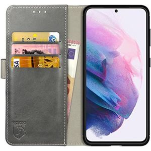 Rosso Element Book Case Wallet Hoesje Geschikt voor voor Samsung Galaxy S21 Plus | Portemonnee | 3 Pasjes | Magneetsluiting | Stand Functie | Grijs