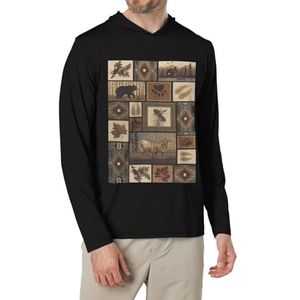 YQxwJL Wilde dieren retro boerderij print Mordern getailleerde mode pullover hoodies heren lange mouwen shirts klassiek voor mannen, Zwart, XL