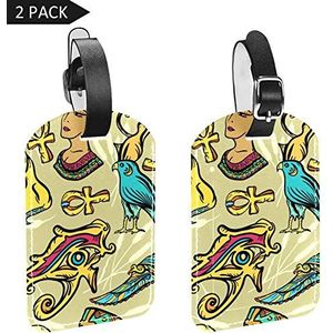 PU Lederen Bagage Tags met Schattige Beige Puppy Pug in Een Kamille Bloemen Print Naam ID Labels voor Reistas Bagage Koffer met Terug Privacy Cover 2 Pack