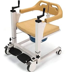 Mobiliteitsstoel voor patiënten, badkamerstoel voor gehandicapte ouderen, multifunctionele rolstoel voor patiënten, met verwijderbaar kussen en toilet, gemakkelijke overdracht naar badkamer