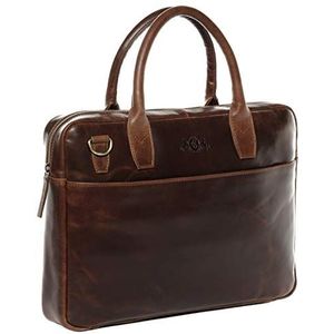 SID & VAIN Laptop Tas Boston Grote Business Kantoor Werk Schoudertas Laptop case Echt Lederen 17 inch Laptop Draagbare Computer Aktetas, Bruin-cognac, Unisex-Adults, Messenger Tas