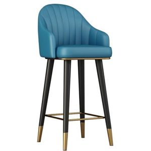 Barkruk Draaibare Barkrukken Counter Kruk Set Van 2 Keuken Barkrukken Met Rug Kunstleer Comfortabele Keuken Hoge Krukken Pub Stoel Thuis Keuken (Color : Blue, Size : Sitting Height 65cm)