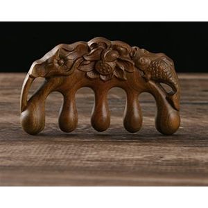 Hoofd Meridiaan Massage Kam - Groen - Sandelhout - Vijf Brede Tand Kam - Acupunctuur Therapie