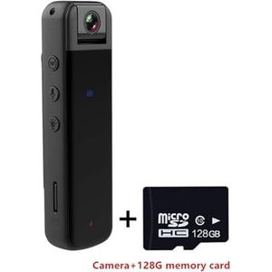 Mini-lichaamscamera, High Definition Infrarood Nachtzicht Wetshandhavingsrecorder, Draadloze WiFi-thuiscamera, Kleine sportcamera, Mini DV-camera voor wetshandhaving, levering (Color : Camera 128G ca