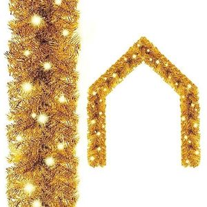 AJJHUUKI Decor Kerst Slinger met LED Verlichting 5 m Goud Huis & Tuin