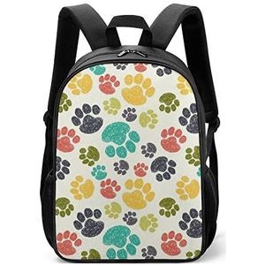 Kleurrijke Doodle Paw Print Lichtgewicht Rugzak Reizen Laptop Tas Casual Dagrugzak voor Mannen Vrouwen