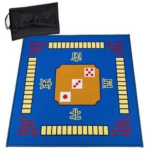 Mahjongg Mat Vierkante Mahjong-tafelmat Met Draagtas, Antislip-ruisonderdrukking Speelkaartmat For Pokerkaartspellen Bordspellen Tegel Mahjong-spellen (Color : Blue, Size : 34.7x34.7inch)