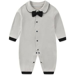 Pasgeboren Baby Jongens Meisjes Formele Bowtie Kraag Rompers Lange Mouwen Polopak Bodysuit Overall 0-12 Maanden