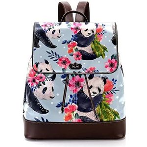Gepersonaliseerde Schooltassen Boekentassen voor Teen Panda Blauw, Meerkleurig, 27x12.3x32cm, Rugzak Rugzakken