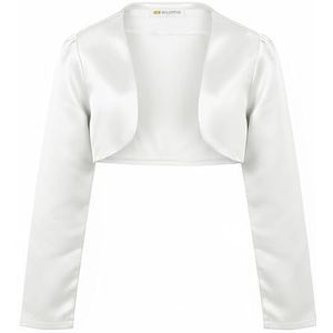 Bolerose Meisjes Satijn Lange mouwen Bolero Voor kinderen Kinderen Shrug (Ivoor, 11-12 Jaren)