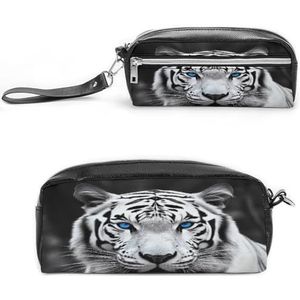 MNVTSKOP Blue Eyed Tiger Make-up Tas Kleine Cosmetische Reistas Draagbare Briefpapier Organizer voor Vrouwen Leraar