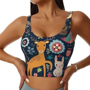 Uil konijn vogel vos print comfortabel vrouwen sport vest yoga workout vest voor vrouwen lichtgewicht zomer, Zwart, S