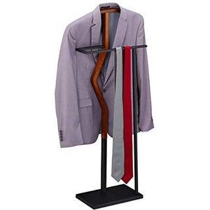 Relaxdays dressboy staal - kledingstandaard - standaard voor kleding - hout - kledingrek