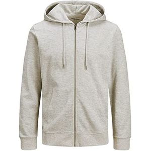 Jack & Jnes JJEBASIC Sweat Zip Hood, White Melange/REG, sweatshirt voor heren, M, M