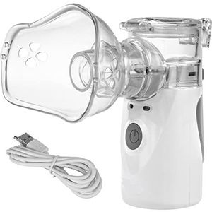 Maclean PR-835 Draagbare inhalator voor kinderen en volwassenen, geluidsarme inhalator, vernevelaar, twee maskers, mondstuk, vernevelaar, stroomvoorziening via USB of 2 x AA-batterijen, compact