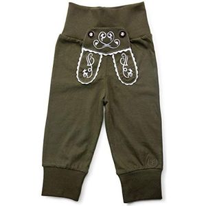 Schöneberger Trachten Couture Stoffen babybroek in lederhose-design, babybroek met elastische tailleband, voor meisjes en jongens, pompbroek, kinderbroek REH, groen, 98-104