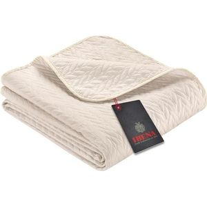 Ibena Nancy Sprei 280x250 cm - Bedsprei, beige, lichte deken met vlechtpatroon